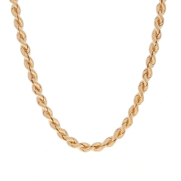 Yellow Gold Rope Chain Necklace 24" - 14k Israel